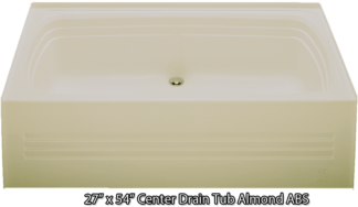 Bathtub 27 x 54 Almond ABS Center Drain Tub