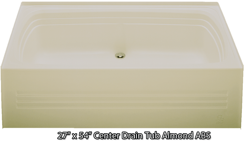 Bathtub 27 X 54 Almond Abs Center Drain Tub, 54 X 27 Bathtub Wall Surround