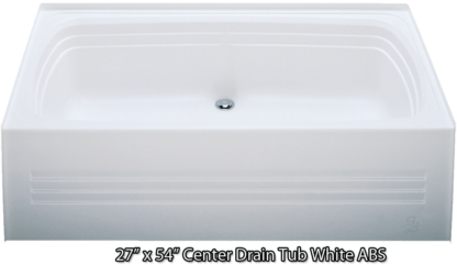Bathtub 27 x 54 White ABS Center Drain Tub