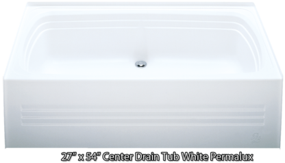 Bathtub 27 x 54 White Permalux Center Drain Tub