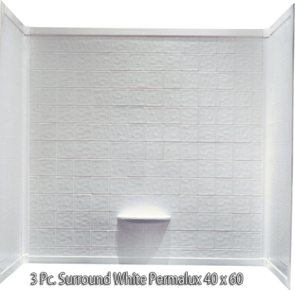3 Piece Surround White Permalux Tile Finish for 40x60 Garden Tub