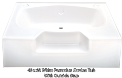 Better Bath White Permalux Garden Tub Outside Step 40" x 60"