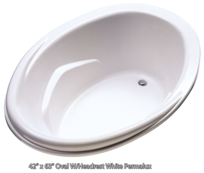 Better Bath Oval Island Tub White Permalux Head Rest 44" x 62"
