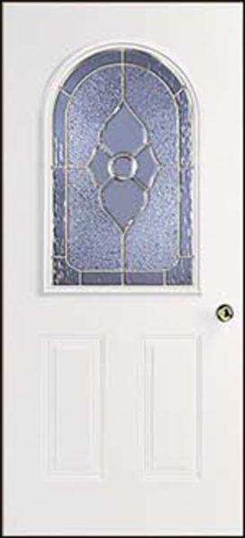 34in. x80in. L Hinge 6 panel Steel Door 4in. Jamb Roundtop glass