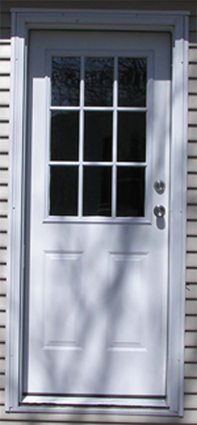 32in.X76in. R. Hinge 6 Panel Steel Door 4in. Jamb 9-Lite Window
