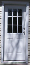 34in.X76in. L. Hinge 6 Panel Steel Door 4in. Jamb 9-Lite Window