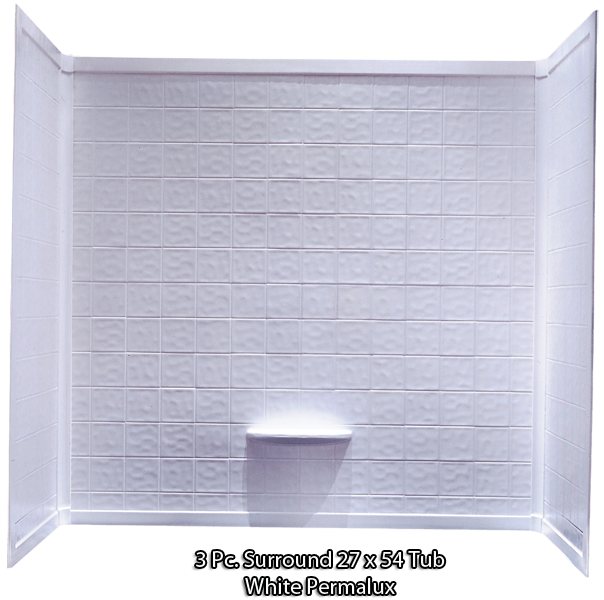 White Permalux Tub Surround Tile Finish, 54 X 27 Bathtub With Surround
