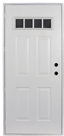 Six Panel Steel Combination Door With 3/4 Oval Window And Full View Storm  Door